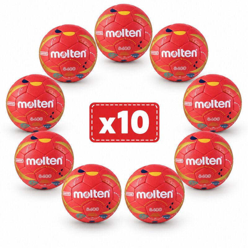 Lot 10 Ballons Handball Molten HX3400 T3 FFHB