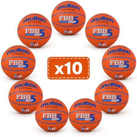 Lot de 10 ballons basket Molten FBB T5
