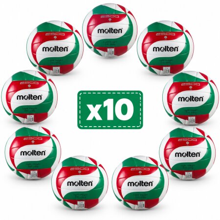 Lot de 10 ballons Molten V5M2501-L Lot de 10 ballons de volleyball Molten V5M2501-L