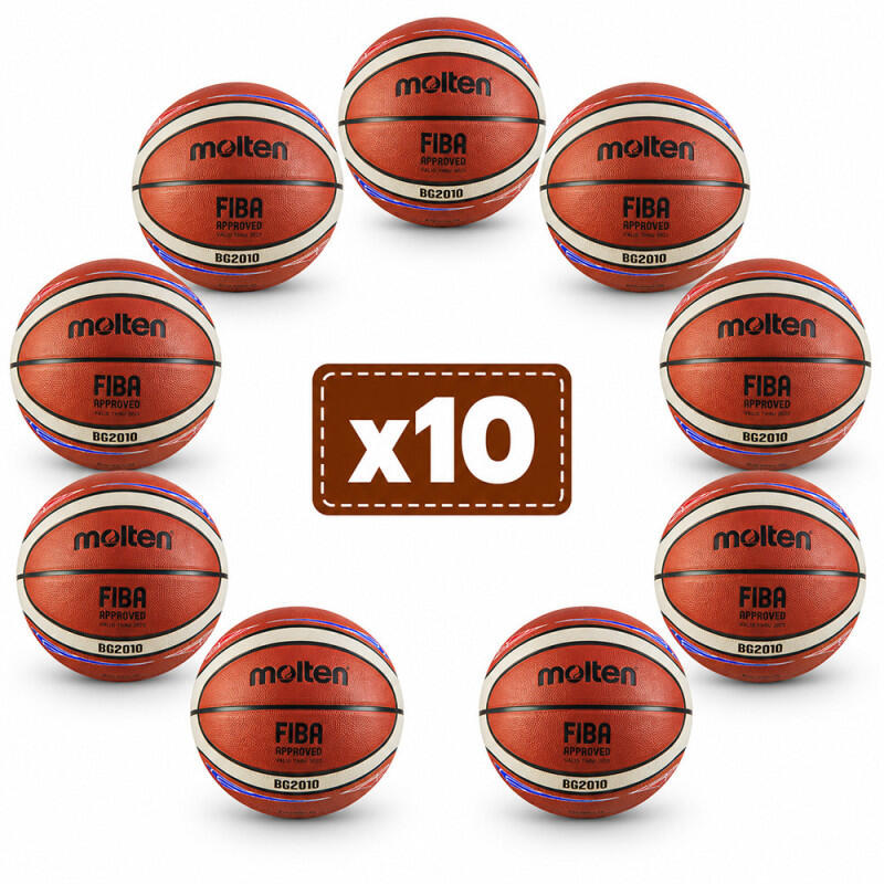 Lot de 10 ballons basket Molten BG2010 FFBB T7 – Performance et conformité pour joueurs et clubs
