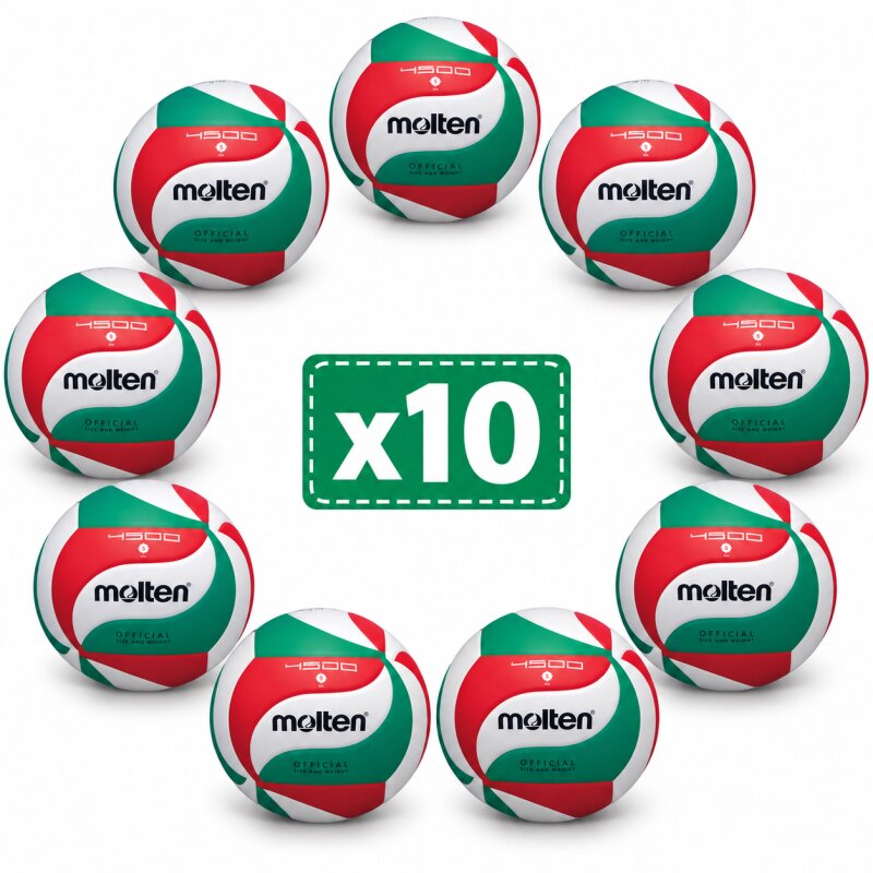 Lot de 10 ballons de Volley Molten COMPET V5M4500 - Compétition Officielle