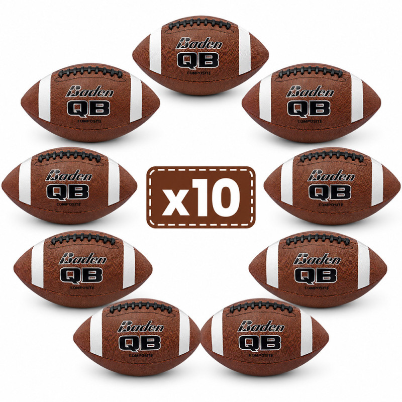 Lot de 10 ballons American Football T6 Baden QB