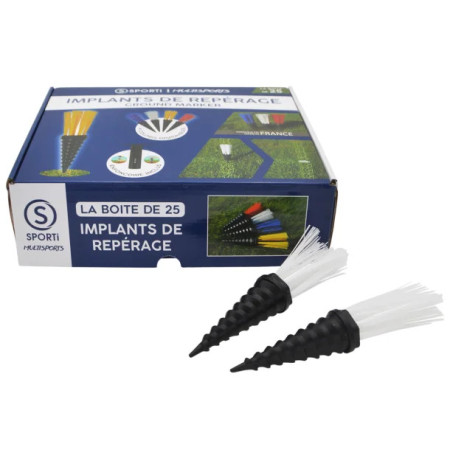 25 implants de repérage + enfonçoir – Sporti | Kit de signalisation pour terrains sportifs