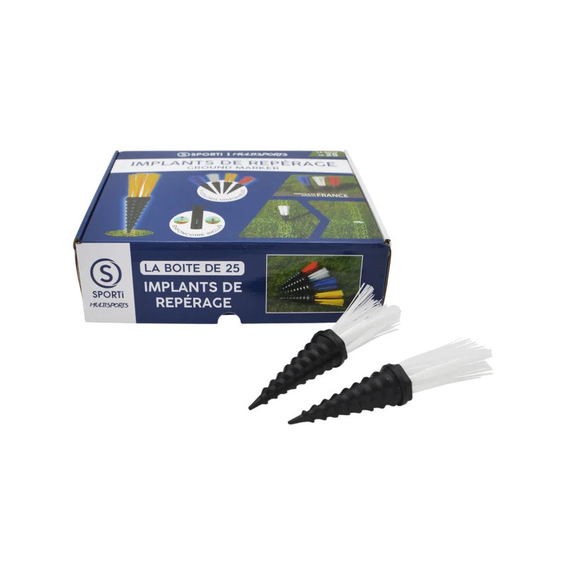 25 implants de repérage + enfonçoir – Sporti | Kit de signalisation pour terrains sportifs